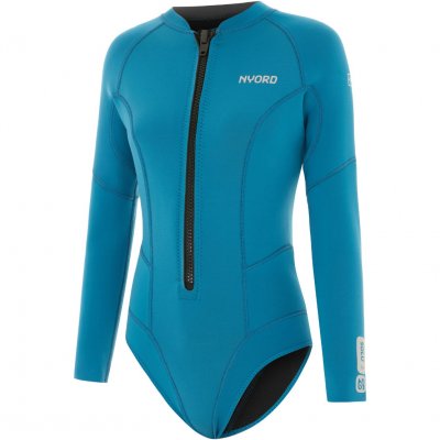 Womens Solu Yulex 2/2mm Long Sleeve Front Zip Spring Shorty Wetsuit SOLWHL22001-CBL - Celestial Blue