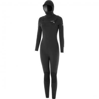 Womens Solu Yulex 6/5/4mm Hooded Chest Zip Wetsuit - Black